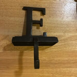 Brown Cast Iron Letter E Hook